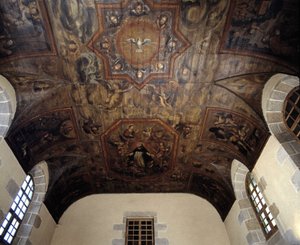 旧ドミニコ会修道院（病院）の天井（1664年）。17世紀の絵画。ディナン、コート・ダルモール（Cotes-d