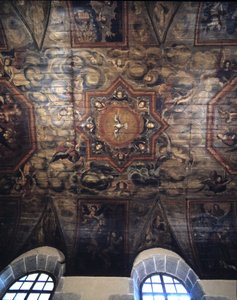 旧ドミニコ会修道院（病院）の天井（1664年）。17世紀の絵画。ディナン、コート・ダルモール（Cotes-d