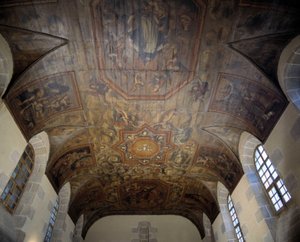 旧ドミニコ会修道院（病院）の天井（1664年）。17世紀の絵画。ディナン、コート・ダルモール（Cotes-d