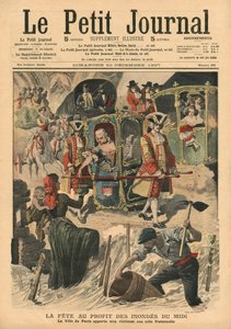 パリのヴィルが南フランスの洪水被害者の利益のために贈ったお祝い、「ルプチジャーナル」の挿絵、挿絵、1907年12月22日 作： French School