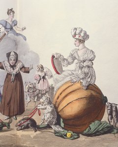 茶番劇のキャラクター「六つのスリッパ」または「シンデレラのランデヴー」、1810年頃 作： French School