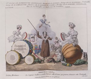 茶番劇のキャラクター「六つのスリッパ」または「シンデレラのランデヴー」、1810年頃 作： French School