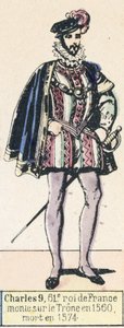 シャルル9世、第61代フランス王、1560年に即位、1574年に死去（カラー図版 作： French School
