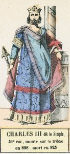 第31代王シャルル3世（898年に即位、923年に死去）（カラー図版 作： French School