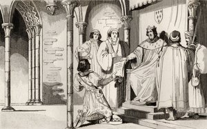 チャールズ4世（1294-1328）ハンサムは、コートで「ヒストワールドフランス」から、1840年頃出版された（彫刻） 作： French School