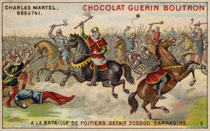 ポワティエの戦いで30万人のサラセン軍を破ったシャルル・マルテル（732年）（クロモリト 作： French School