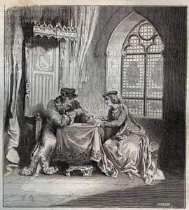 シャルル6世（1380-1422）とオデット・ド・チャンプディヴェル - フランス王シャルル6世（1368-1422）と愛人のオディネット（オデット）・ド・チャンプディヴェル（1390年頃～1425年頃）のトランプ彫刻「Paris a t. 作： French School