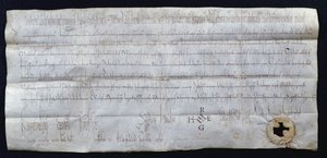 Hugues I Capet（941-996）、フランス国王、988年に署名された憲章（紙にペンとインク） 作： French School