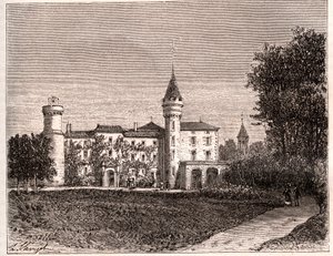 Chateau de Lamartine - 71520 Saint Point - V.A. Malt-Brown著「La France illustree: Geography, history, statistical administration」に掲載された彫刻。1884 作： French School