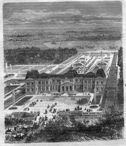 ヴォー・ル・ヴィコント城（Chateau de Vaux Le Visomte）」は、ルイ14世の財務監督官であるメルン子爵およびヴォー子爵のニコラ・フーケ（1615-1680）によるものです。モーリス・ラシャトレ著「世紀を超えたローマ法王と皇帝たちの歴史」に掲載された図版 作： French School