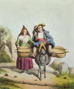 タルブ地方のチーズ売り手、1840年頃（色の彫刻） 作： French School