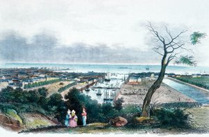シェルブール、ノルマンディー（カラー彫刻） 作： French School