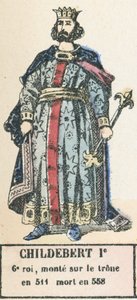第6代王チルデバート1世、511年に即位、558年に死去（カラー図版 作： French School