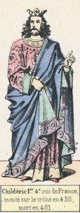 フランスの第4代王チルデリック1世、458年に即位、481年に死去（カラー図版 作： French School