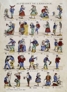子供の頃のアルファベット。エピナルのイメージ19世紀 作： French School