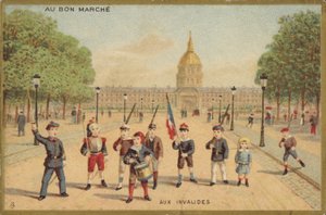 広場で兵士として遊ぶ子供たち 作： French School