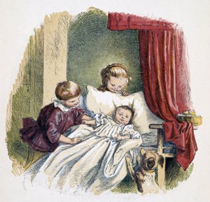 シュニック、シュナク、小さなもののための些細なこと」の中で人形を遊ぶ子供たち、London-Georges Ronthedge and sons.New York, The broad way Ludgate n.d. c. 1890.