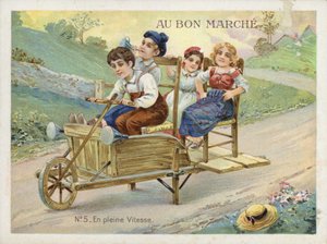 改造された手押し車で遊ぶ子供たち 作： French School
