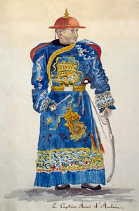 モルッカ諸島・アンボン島の中国人船長 ジュール＝ルイ・ルジューヌの水彩画（『世界一周の船旅』に基づく 作： French School