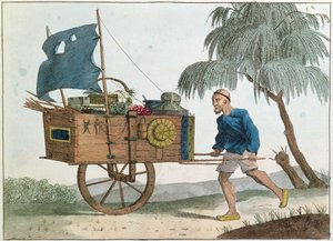 1811年の帆の下に手押し車を持つ中国の農民 作： French School