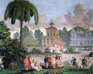 シノワズリ - サン・マロ（Saint-Malo）のホテル・ドゥ・プルエ（Hotel de Plouer）の壁紙。 作： French School