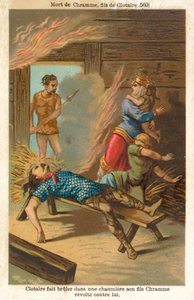 反乱を起こした息子クラムとその家族を焼き殺すフランク王国王クロサル1世（560年）（クロモリト 作： French School