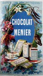 "Avoid counterfacons "と書かれたチョコレート広告 "Menier" 作： French School