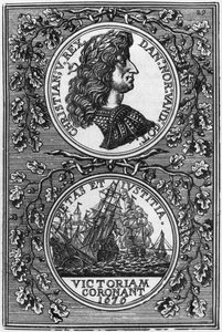 デンマークとノルウェーのクリスチャンV（1646-99）の王、Allain Manesson Mallet（1630-1706）によるDescription de lUniversからのイラスト、パリ、1683年に出版 作： French School