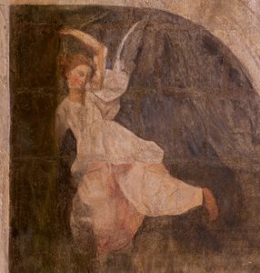 教会（Eglise Saint-Jean-Baptiste）。内部の様子。サン・フルーシー礼拝堂壁画。マリアの賛美（fresque dite de la bonne mort）。17世紀初頭。