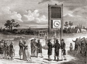 1791年、最初の空中電信システムを実演するクロード・シャップ（1870年頃に出版された『Les Merveilles de la Science』より）。 作： French School