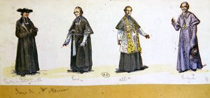 19世紀のフランスにおける聖職者の衣装（カラーリトグラフ） 作： French School