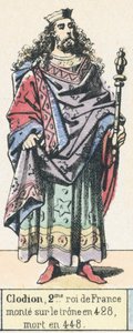 フランスの第2代王クロディオン、428年に即位、448年に死去（彩色済み彫刻 作： French School
