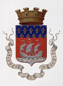 パリ市の紋章。Empire (Napoleon III) - Prefector decision du 24 novembre 1853 - in "Armorial National de France", by H. Traversier, Paris
