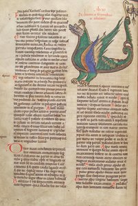 タラ。グエルフ。 1 Gud。緯度。ランベルトドサントメールc.1120によるLiber Floridusからの40v、ドラゴンのイラスト付きテキスト 作： French School