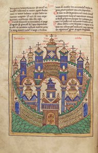 タラ。グエルフ。 1 Gud。緯度。 43v、天のエルサレムの計画、ランベルト・ド・サントメールc.1120によるリベル・フロリダスから 作： French School