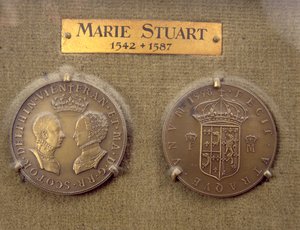 スコットランドのメアリークイーン（1542-87）とフランシスII（1544-60）1588の結婚後に鋳造されたコイン