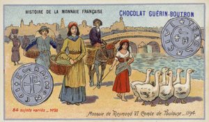 トゥールーズ伯爵レイモン6世のコイン 作： French School