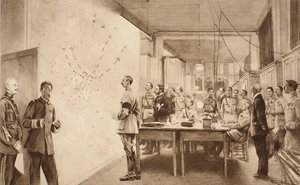 1914〜19年のパリでのゴータ襲撃の進展を示すフランス航空省の司令官とスタッフ 作： French School
