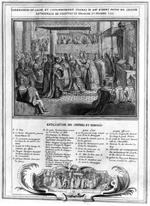 1594年1月27日、16世紀後半のシャルトル大聖堂でのアンリ4世（1553-1610）の奉献と戴冠 作： French School
