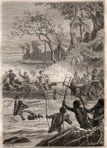 矢印で続きます。フィリップ・カータレット（Philippe de Carteret）（1733-1796）による1767年のサンタ・クルス島、ノテメリー島、ネンド島（Santa Cruz, Ndeni, Nitendi, or even Ndende）への旅 - 図版は「The Great Mariners of the 18」から引用。 作： French School