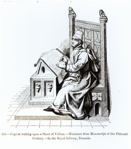 1878年にポールラクロワによって書かれ彫刻された、原稿、中世の科学と文学、ルネサンスのイラストからのベラム紙への写本作家の執筆（bw p 作： French School