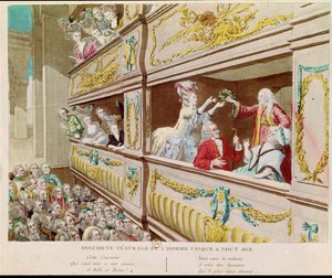 フランセ劇場でのヴォルテールの戴冠式（エングレーヴィング） 作： French School