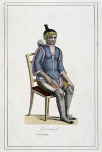 グリーンランドの衣装-リモージュのLibrairie des Bons LivresにあるAbbé Paul Jouhanneaudの "Album des voyages, les peuples de la terre "に掲載されている。 作： French School