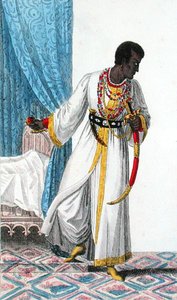 ウィリアム・シェイクスピア（1564-1616）の劇中、オセロ役のC.ケンブルの衣装（リトグラフ版） 作： French School