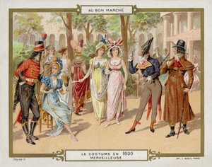 1800年のコスチューム - merveilleuse (chromolitho) 作： French School