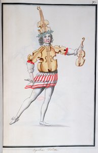 1653年2月23日、ルイ14世が踊ったジャンバティストルリー作のバレエデラニュイのためのアポロヴァイオリンの衣装（紙）
