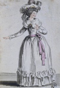女優の衣装（カラー彫刻） 作： French School