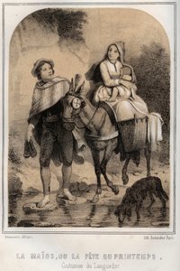 ラングドックの衣装 - 舞踏会 - MORING MICHELの "THE SOURCES OF MY UNCLE MEMORIES AND TRAVEL STORIES "に掲載された彫刻 - 19世紀末 作： French School