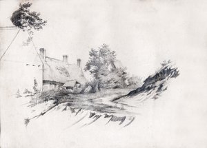 フランスのコテージ。(ドローイング、1850年頃)