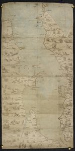 Cotton Augustus I ii f.65 イギリス海峡の地図 (イギリス南海岸とフランス北海岸) by Jean Rotz 作： French School